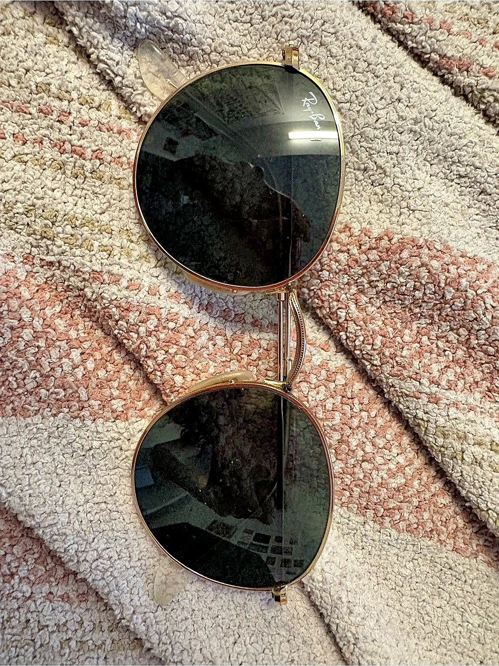 Ray-Ban Round Metal Folding Sunglasses Black & Gold